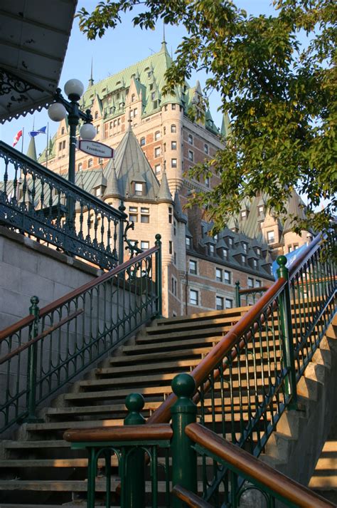 Morning In Quebec City Le Chateau Frontenac From The Stairs Quebec