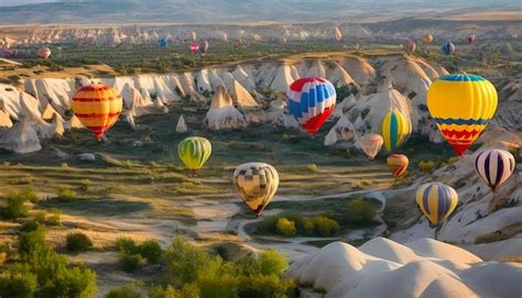 Premium Ai Image Colorful Hot Air Balloons Before Launch In Goreme