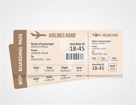 Airline Boarding Pass Ticket Template Premium Vector