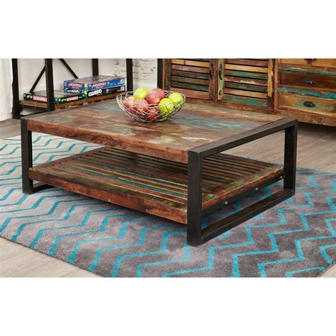Urban Chic Reclaimed Wood Rectangular Coffee Table Living Room From