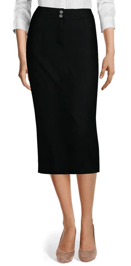 Premium Black Wool High Waisted Midi Pencil Skirt Sumissura