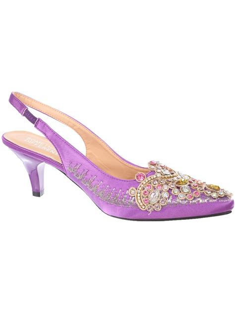 Simply Couture Womens Low Heel Closed Toe Slingback Pumps Rhinestone