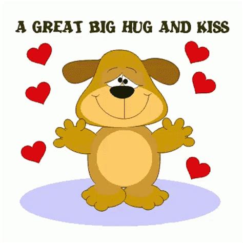 Good Morning Hugs And Kisses Cartoon Dog 