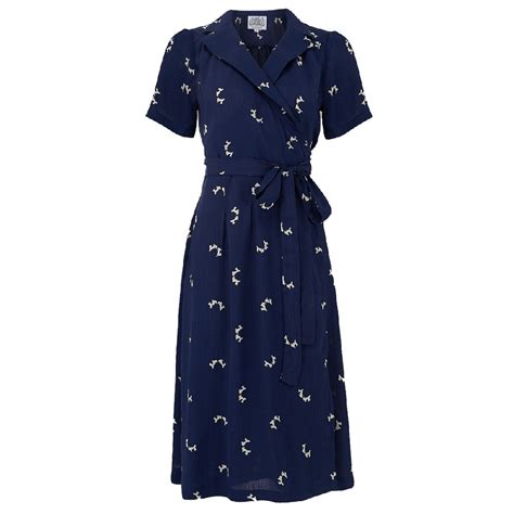 Seamstress Of Bloomsbury Classic 1940s Doggy Peggy Wrap Dress Ebay