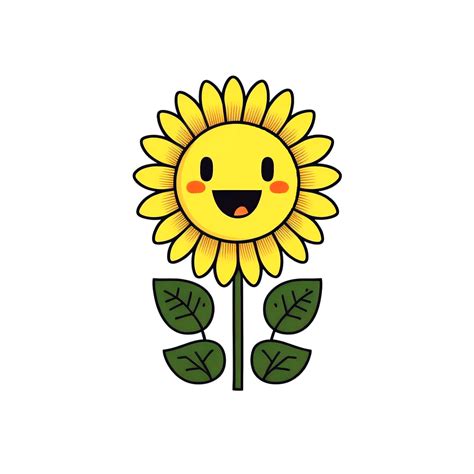 Free Happy Sunflower Illustration Cute Cartoon Illustration Ai