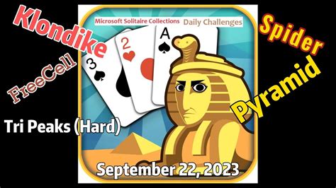 Microsoft Solitaire Collections Daily Challenges September 22 2023