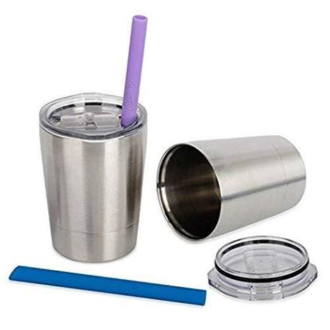 Housavvy Stainless Steel Sippy Cup With Lid And Straw 85 Oz Set Of 2