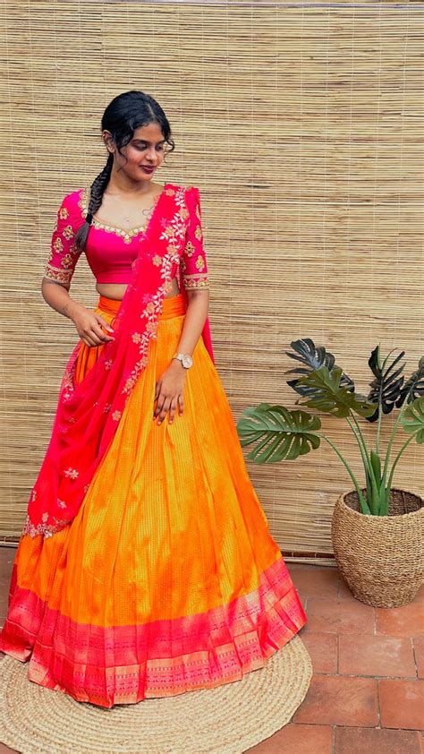 Yellow And Pink Bridal Half Saree Anju Shankar Label