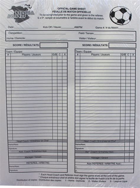 Football Score Sheets