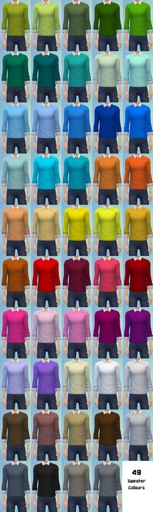 Tucked Collared Shirt With Sweater By Bronwynn Sims 4 Male Clothes