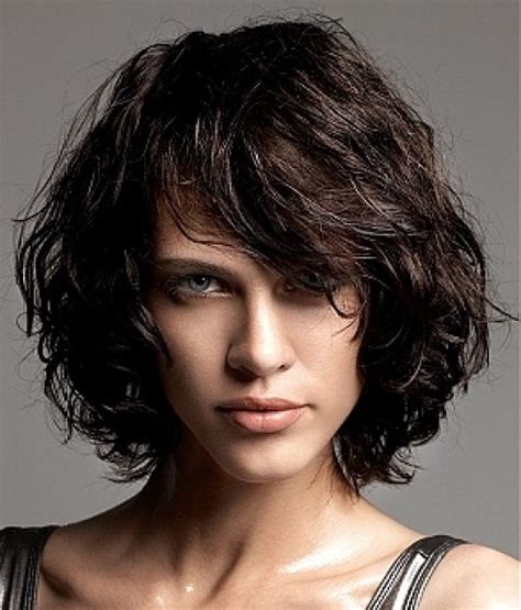 Messy angled bob with waves. Layered Curly Bob Hairstyle - Hairstyles Weekly