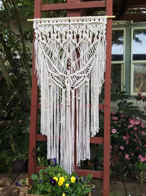 9x 19 styles may vary macrame wall hangers color is an off white ivory natural rope color. Garden Decor Garden Art Boho Decor Bohemian Decor Macrame ...
