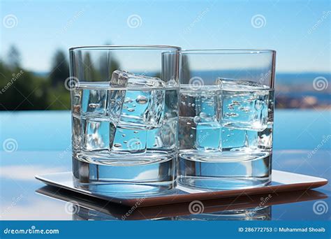 Quenching Thirst A Duo Of Glasses Filled With Clean Drinking Water