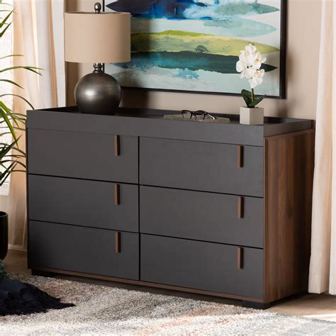 Baxton Studio Rikke Modern And Contemporary Two Tone Gray And Walnut
