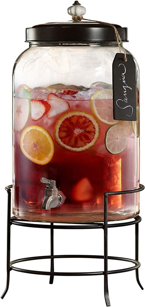 Style Setter Franklin 3 Gallon Glass Beverage Drink Dispensers With Metal Stand