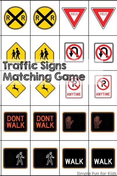 Traffic Signs Matching Game Printable Simple Fun For Kids Traffic