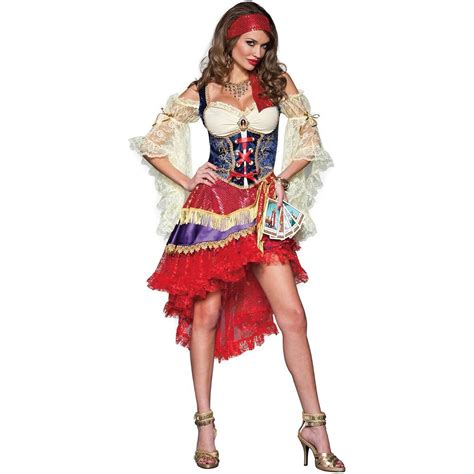 Gypsy Costume Adult Fortune Teller Halloween Fancy Dress Ebay