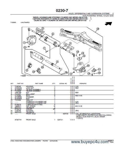 John Deere 310g 310sg 315sg Backhoe Loader Parts Manual