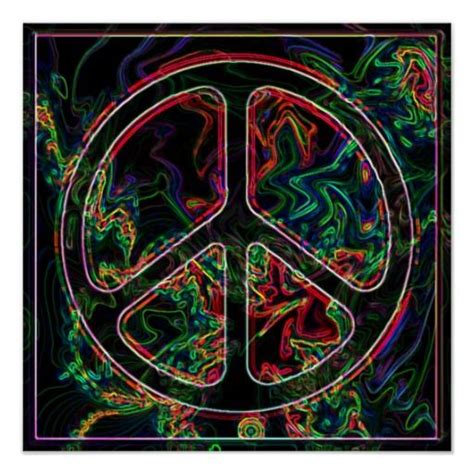 Psychedelic Peace Sign Poster Peace Sign Art Peace Art