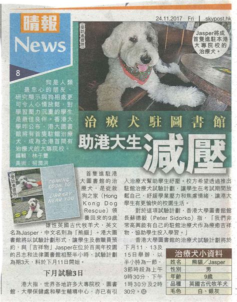 Established in 1911, the university of hong kong (hku) is the territory's oldest institute of higher learning and also an internationally recognized, research led, comprehensive university. HKUL: Resident Therapy Dog in the News