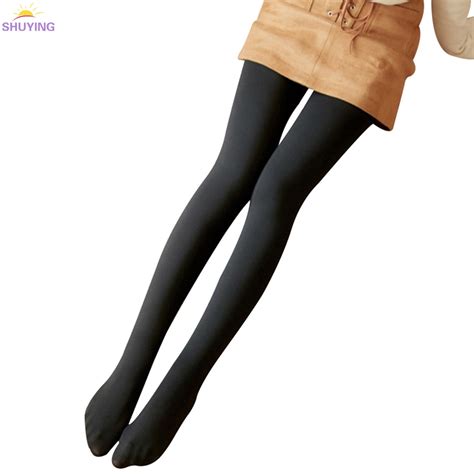 legs fake translucent warm fleece pantyhose women soft leggings fleece lined thick leggings