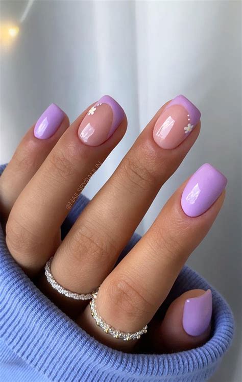 27 short summer nails 2021 lilac french tip nails