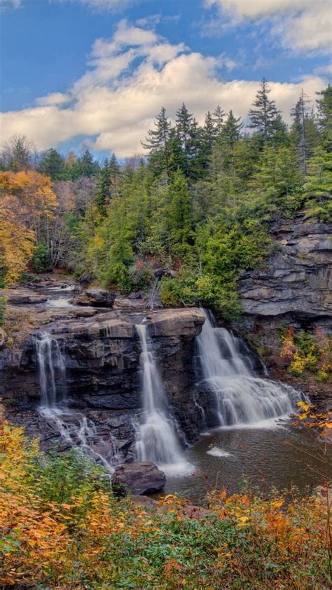 The Three Sisters In Fall Autumn Colors At Blackwater Falls State Park