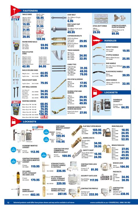 Cashbuild Catalogue Building Materials Prices