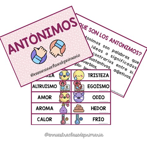 En Nuestra Clase De Primaria Tarjetas De Antónimos