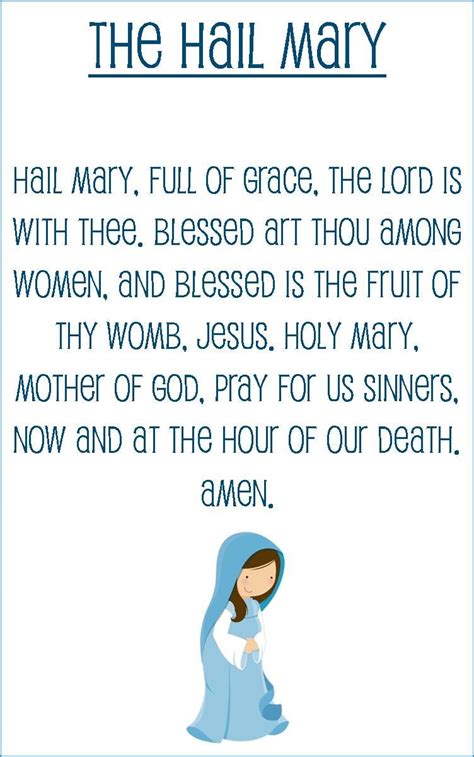 Printable Hail Mary Prayer For Kids Tedy Printable Activities