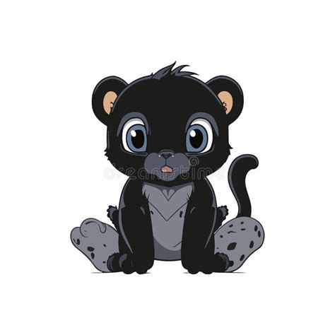 Cute Baby Black Panther Cartoon Design Stock Illustration