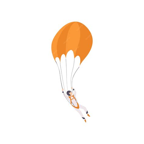 Premium Vector Paratrooper Descending With A Parachute Extreme Sport