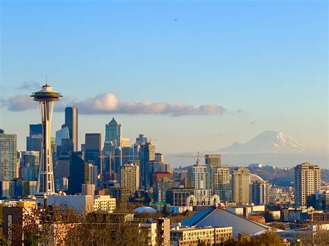 Seattle Skyline And Rainiertahoma In The Background From Tonight At