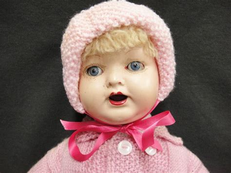 Antique Paramount Doll Composition Head Soft Cloth Body Pink Knitted Coat 20 Dolls Knitted