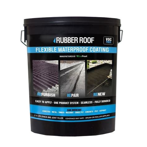 Black Rubber Roof Liquid Flexible Waterproof Coating 5ltrs Drainage