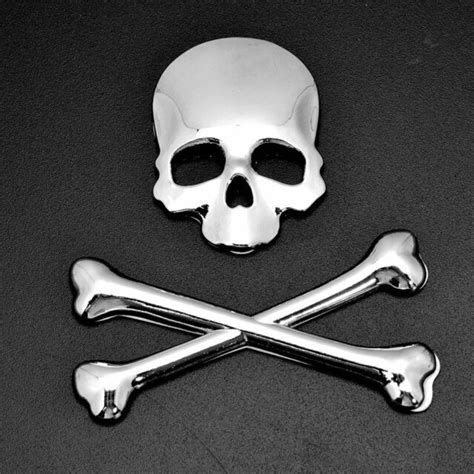 Skull Crossbones 3d Emblem Badge Sell Adhesive 3m Car Bike Chrome Rear