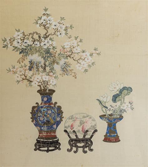 Lot A Chinese Painting On Silk 14 12 X 13 In 37 X 33 Cm