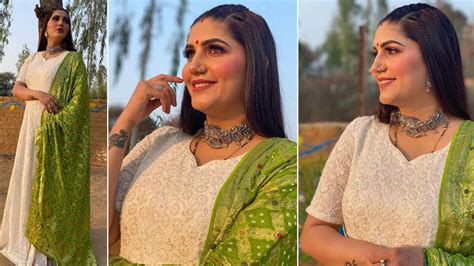 Sapna Choudhary Flaunts Her Beauty In Desi Avatar Wears White Suit And