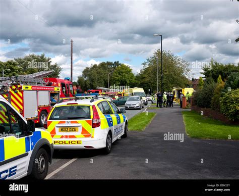 Car Accident Scene In Chadderton Oldham Greater Manchester Uk Stock