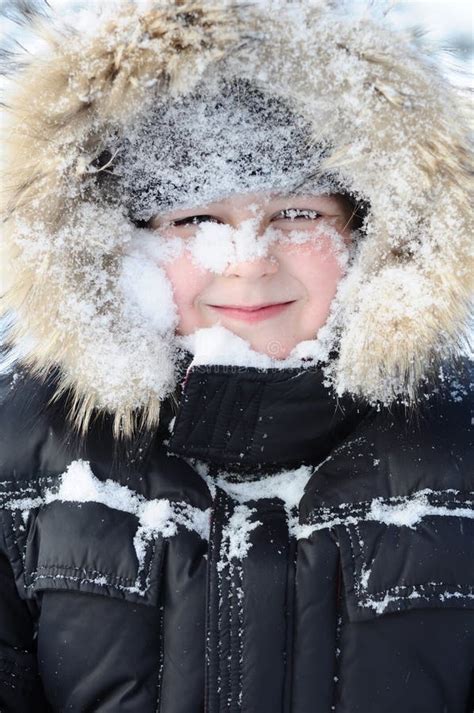 Boy With Snow On Her Face Stock Image Image Of Student 28819489