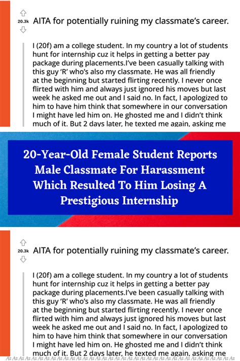 20 Year Old Female Student Reports Male Classmate For Harassment Which