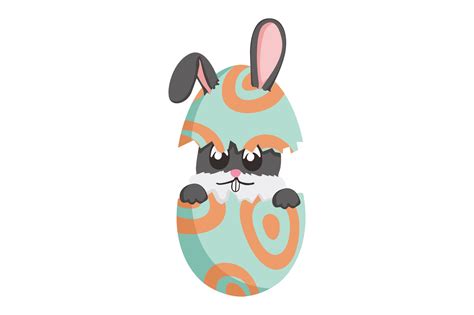 free easter bunny a cute bunny inside a cracked egg with a beautiful pattern 21910531 png with
