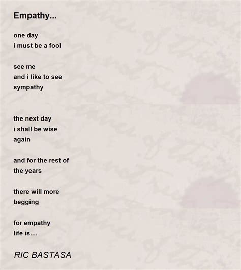 Empathy By Ric Bastasa Empathy Poem