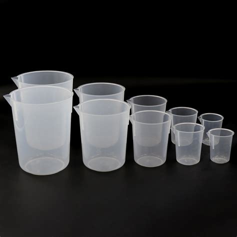 Ulab Scientific Plastic Beaker Set 5 Sizes 50ml 100ml 250ml 500ml 1000ml 2pcs For Each Size