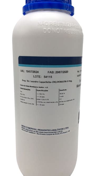 Fosfato De Sódio Monobásico Anidro 98 Pa 500g Neon