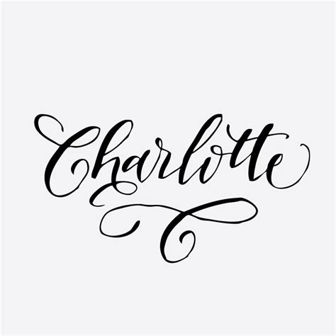 Calligraphy Flourish Name Monogram Stamp Charlotte Name Name