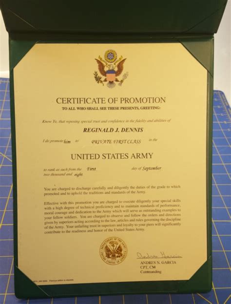 2008 United States Army Certificate Of Promotion Ebay