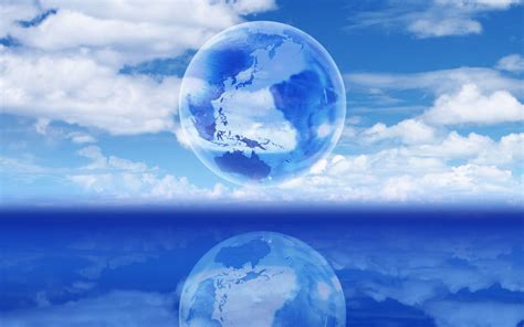 Globe On Clouds Blue Sky Backgrounds For Powerpoint