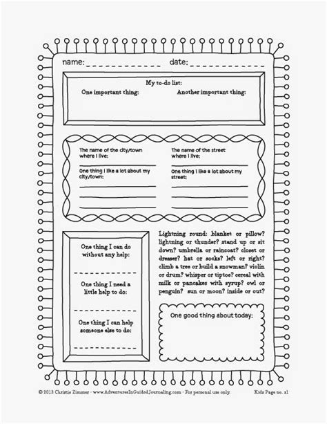Adventures in Guided Journaling: Printable journal - pages