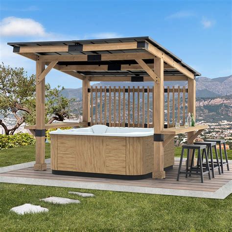 Treat Yourself To Comfort And Convenience With This Summer Cove Cedar Wood Frame Hot Tub Gazebo
